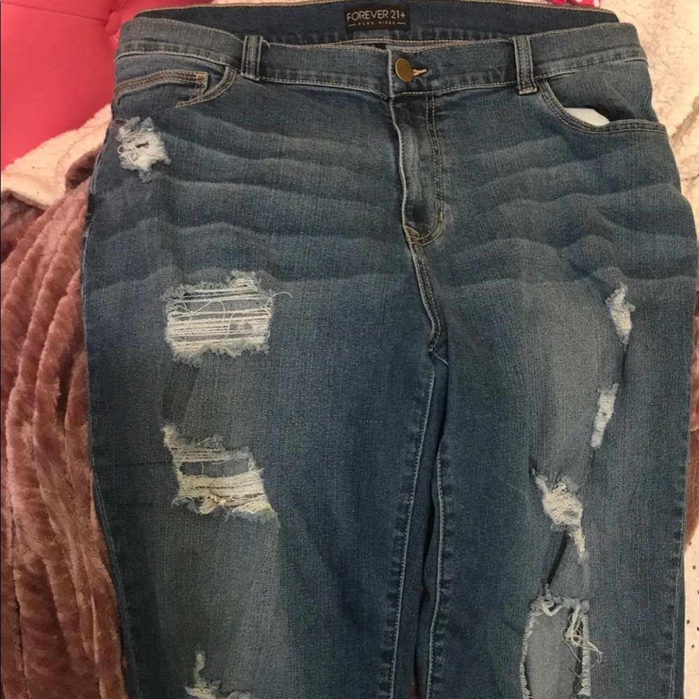 Blue ripped jeans